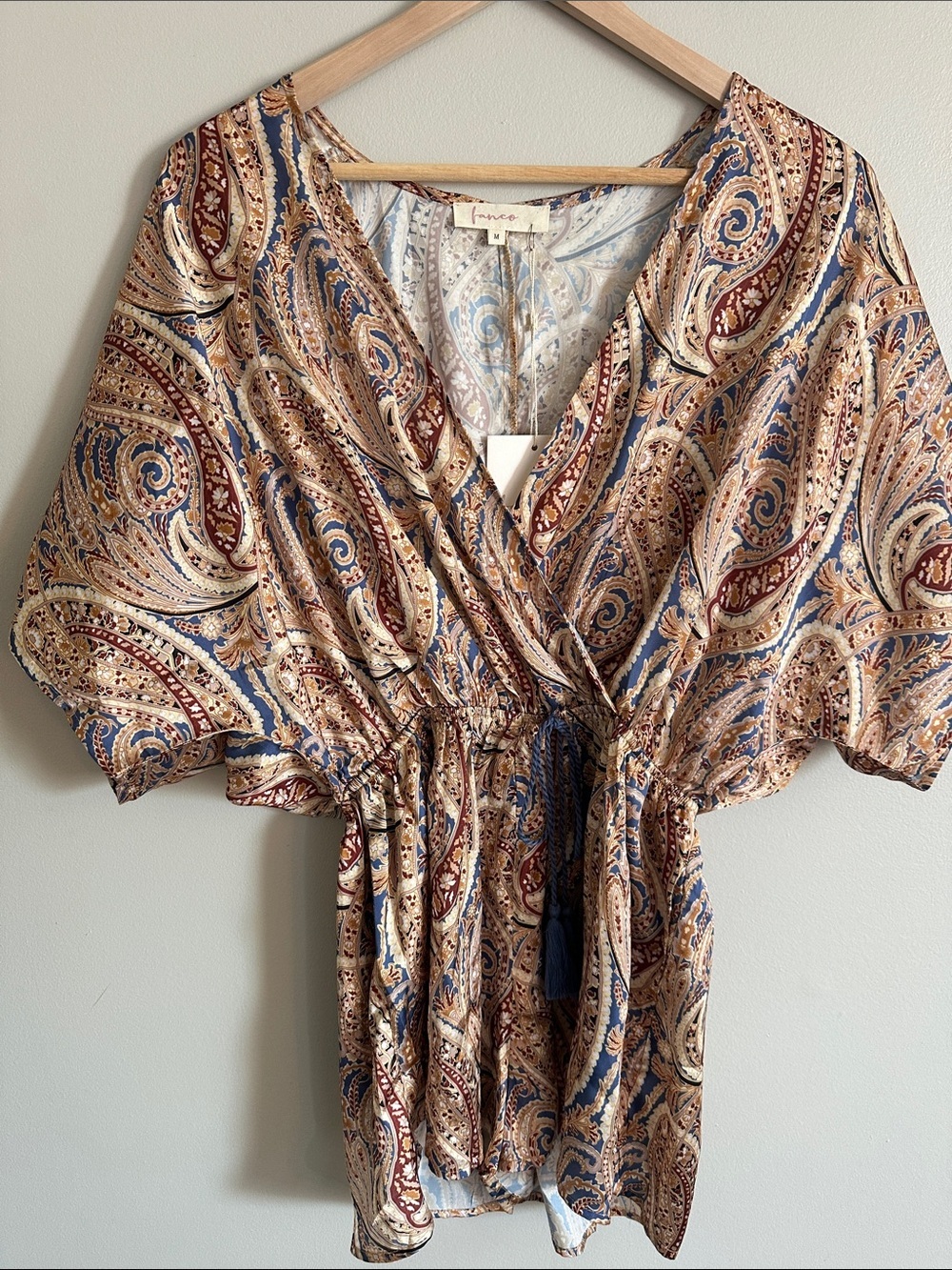 Blue Paisley Kimono Sleeve Romper - Picture 9 of 10